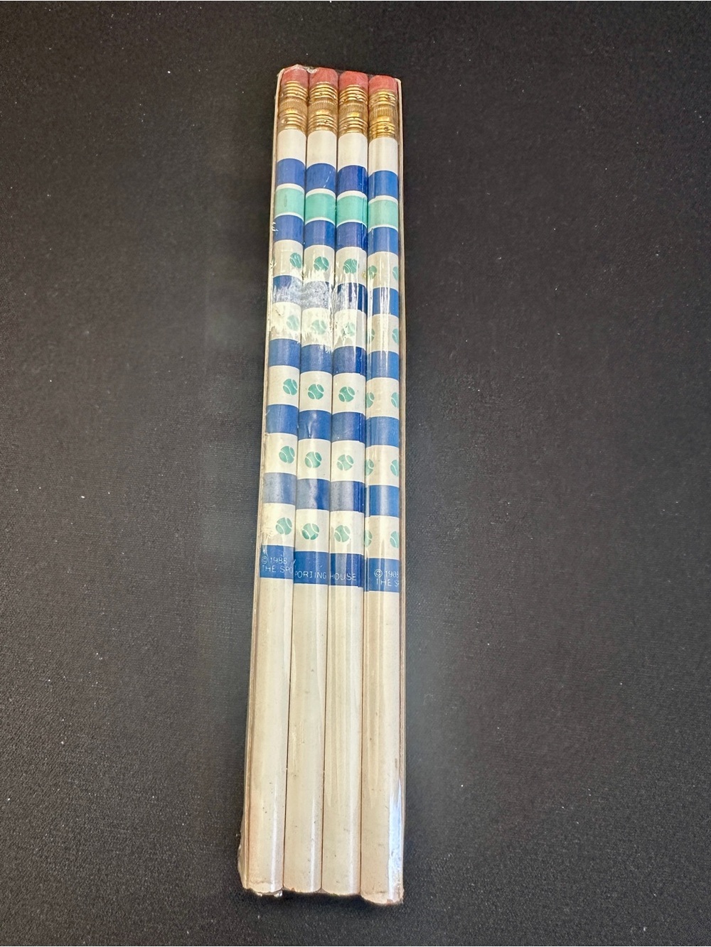 Vtg 1986 The Sporting House Pencils - New Old Stock Tennis Ball Blue Striped - 5